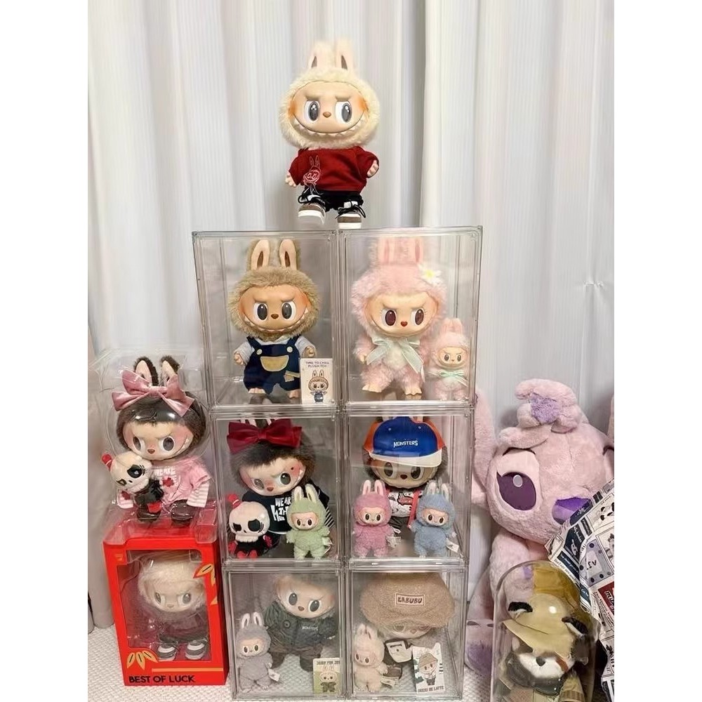 กล่องใส่ตุ๊กตา labubu molly กล่องใหญ่ ตู้ใสกันฝุ่น กล่องใส กล่องใสเก็บของโมเดล กล่องเก็บของใส 18 cm * 10 cm * 9 cm