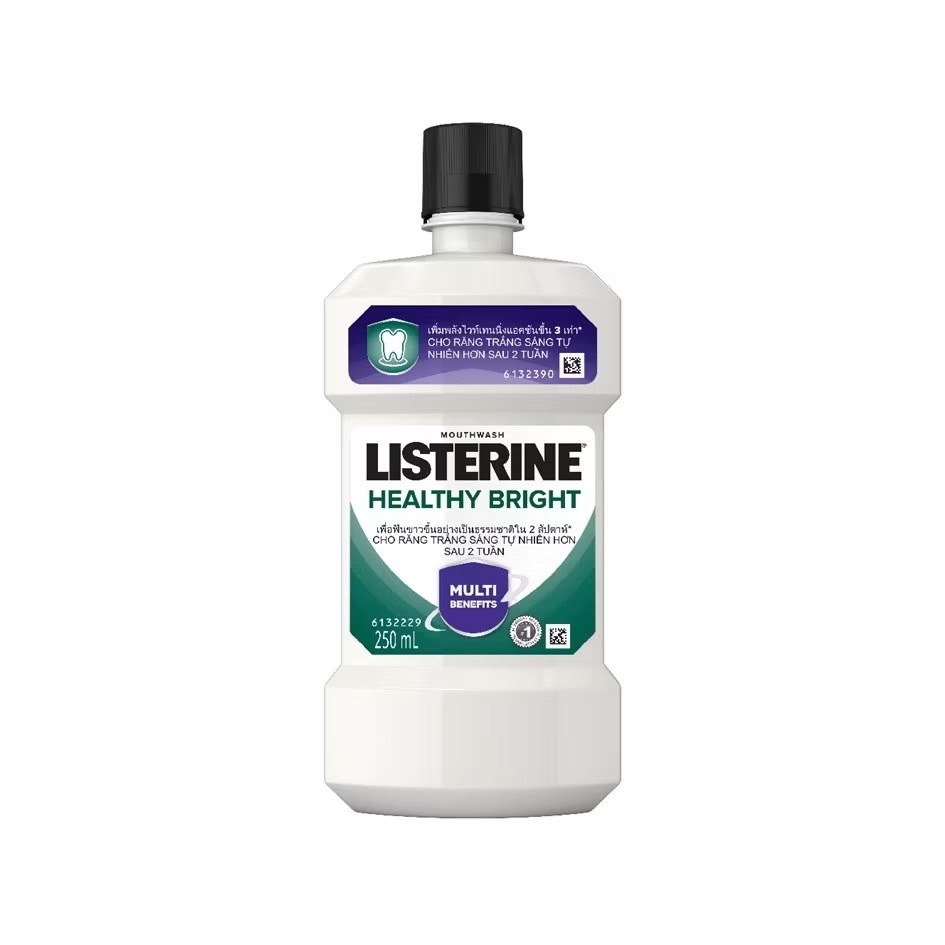 ลิสเตอรีน น้ำยาบ้วนปาก เฮลตี้ ไบรท์ 250มล. Listerine mouthwash Healthy bright 250ml.
