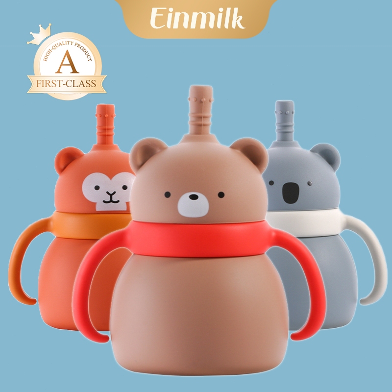 Einmilk แก้วน้ำเด็กซิลิโคนลายการ์ตูน ขวดนมเด็ก แก้วน้ำเด็กแบบมีหลอด SPNC220