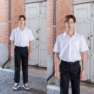 เสื้อนักศึกษาชาย เสื้อนักศึกษาชายแขนยาว แขนสั้น รอบอก 36“-56” ผ้านิ่มใส่สบาย สีขาวนวล ขาวสว่าง ขาวโอโม่