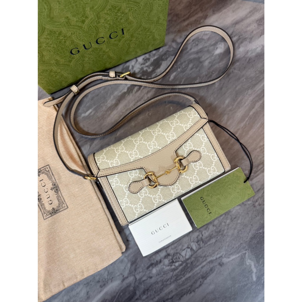 Used Gucci Mini Beige Crossbody Bag Horsebit 1955