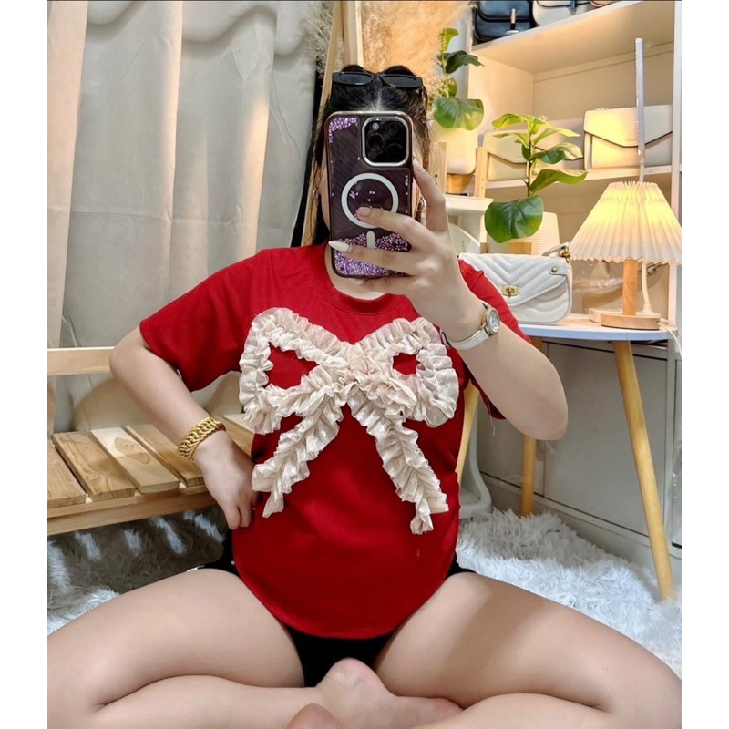 318 เสื้อสาวอวบ จั้มเอวปักโบว์3D อก34-46 - รูปที่ 2