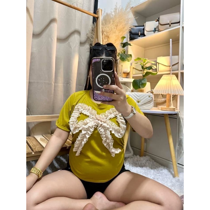 318 เสื้อสาวอวบ จั้มเอวปักโบว์3D อก34-46 - รูปที่ 5