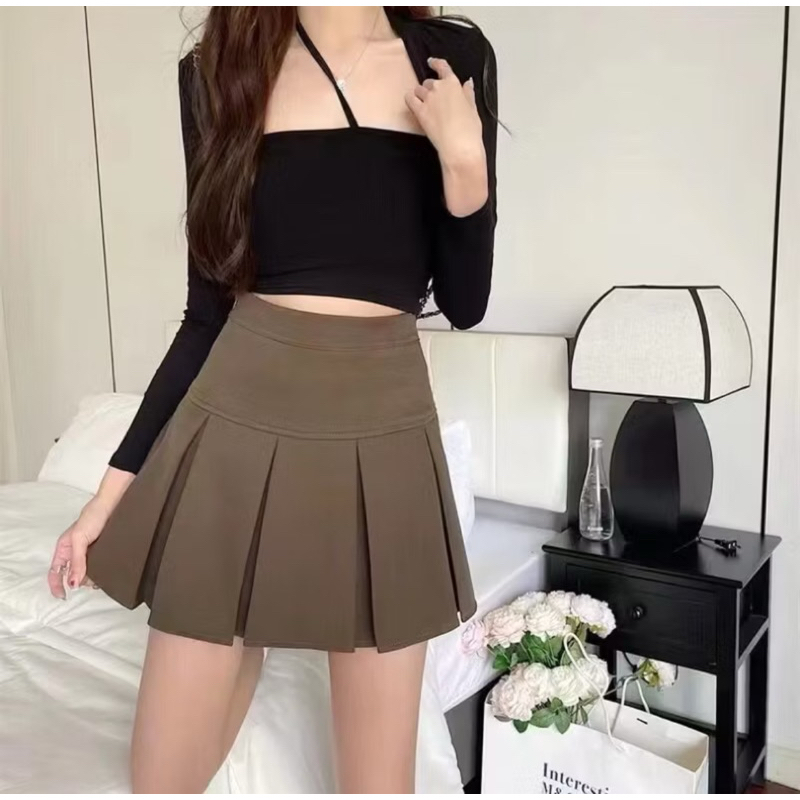 ส่งต่อ กระโปรงพลีสสั้น BunnyJ. กระโปรงเทนนิส ผ้าดีผ้าCustomสไตล์เกาหลี ฮิตตมากก มีซับในตัว Size S ยั