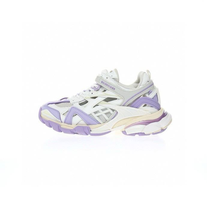 BALENCIAGA Track 2 Sneakers"Beige/Grey/Purple"วินเทจป่าวิ่งคุณพ่อเทรนด์ร้อยรองเท้าวิ่งจ๊อกกิ้ง 56861