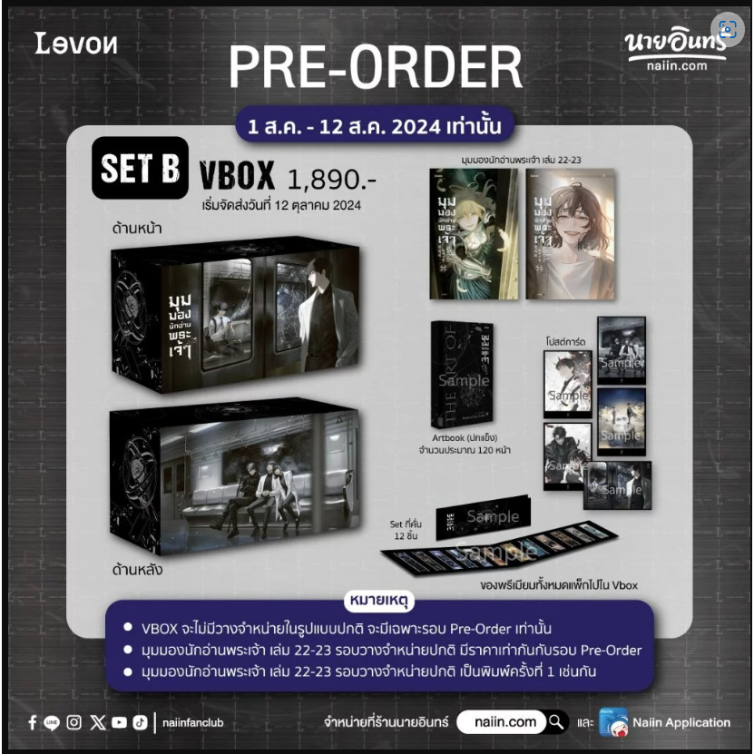 Vbox มุมมองนักอ่านพระเจ้า set B (พร้อมส่ง) มือหนึ่ง ใหม่