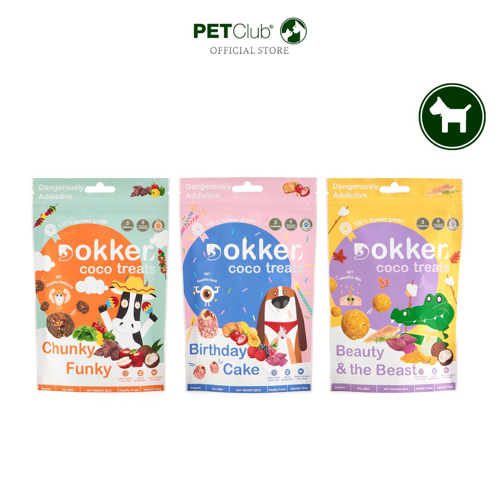 [PETClub] DOKKER Coco Treats ขนมคุ้กกี้สำหรับสุนัขและแมว 55g.