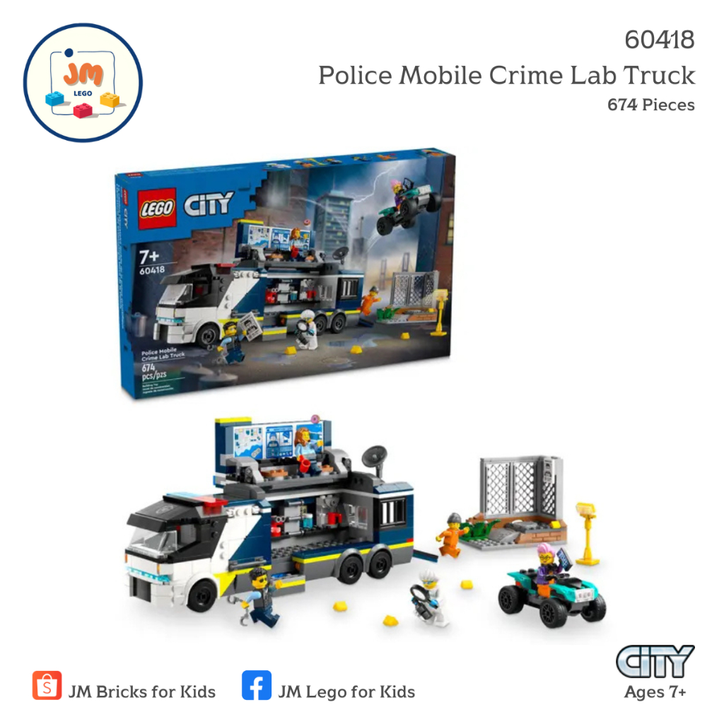LEGO City 60418 Police Mobile Crime Lab Truck (674 Pieces) สำหรับเด็กอายุ 7 ปีขึ้นไป Brick Toy