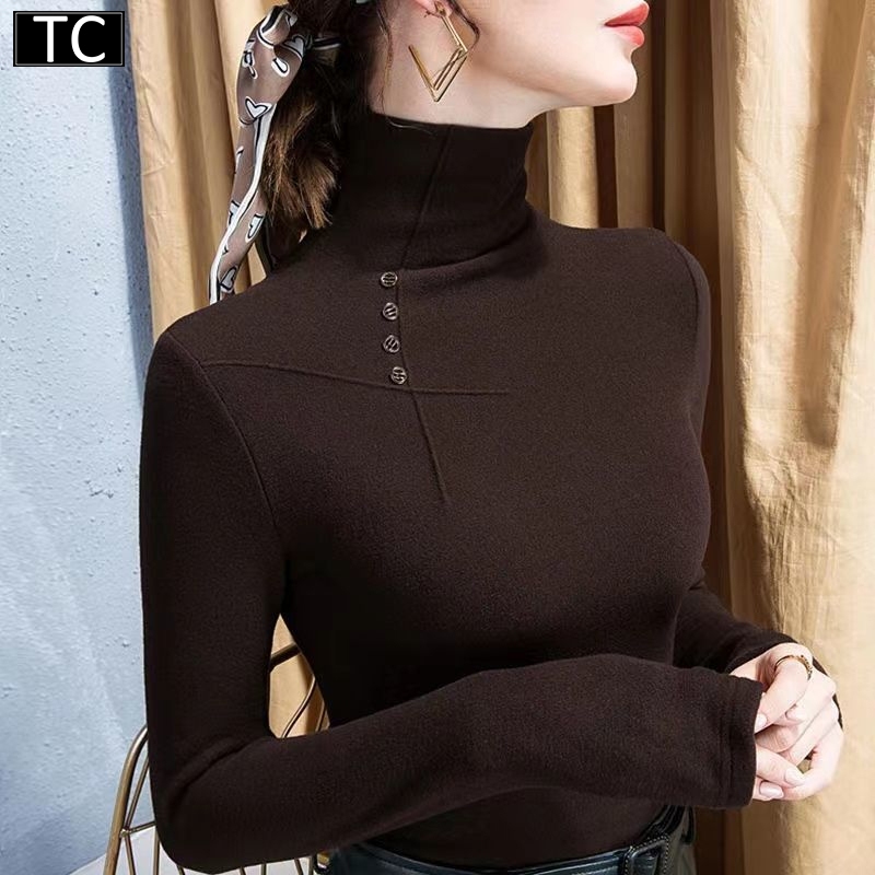 TC เสื้อยืดแขนยาวคอเต่า แบบเรียบๆทันสมัย ใส่อุ่นกันหนาว เนื้อดีใส่สบาย เสื้อยืดแฟชั่นผู้หญิง รุ่น2829