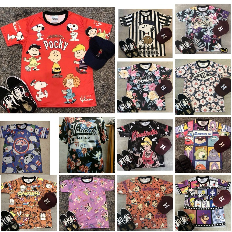 เสื้อยืดคอกลม รวมลายสุดฮิต รอบอก 46-52 (Size L)