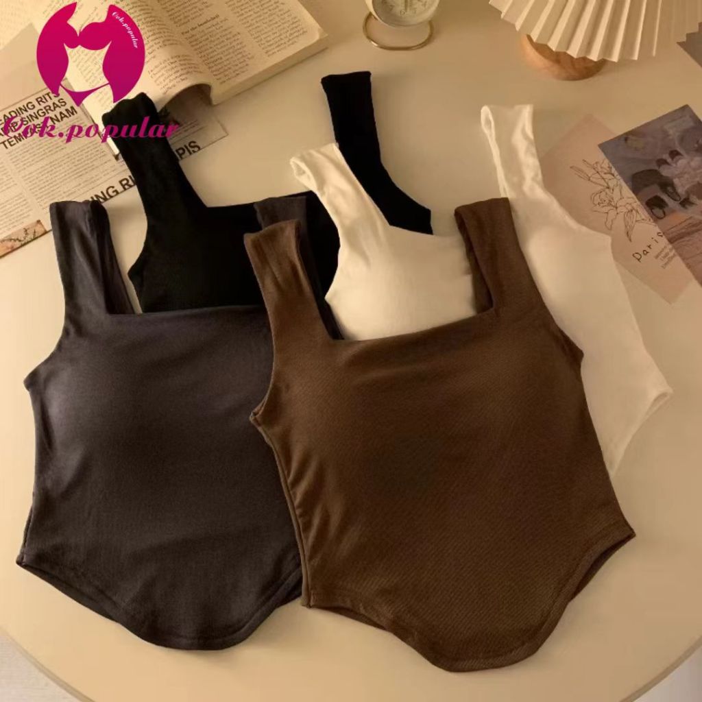 #040 เสื้อกล้าม สายเดี่ยว เอวเว้า มีฟองน้ำ COK