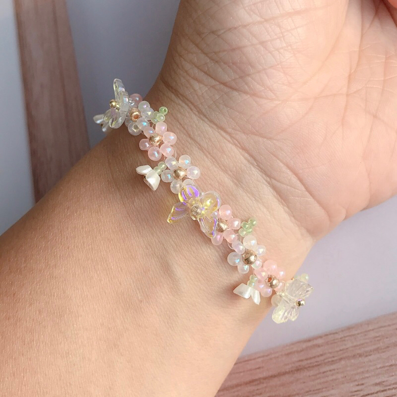 Pantheadesign กำไลลูกปัดดอกไม้เกรดดี โทนสีเยอะมาก - รูปที่ 6