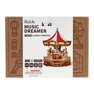 Rolife 3D Wooden Puzzle - AMC01 Classic Carousel กล่องดนตรี | ของแต่งบ้าน ของเล่นศิลปะ DIY