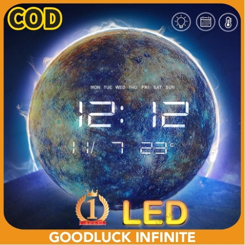 🌙การจัดส่งในประเทศไทย🌙นาฬิกา LED อวกาศ รุ่น แขวนผนังได้ ตั้งโต๊ะได้ บอกวันที่ อุณหภูมิ