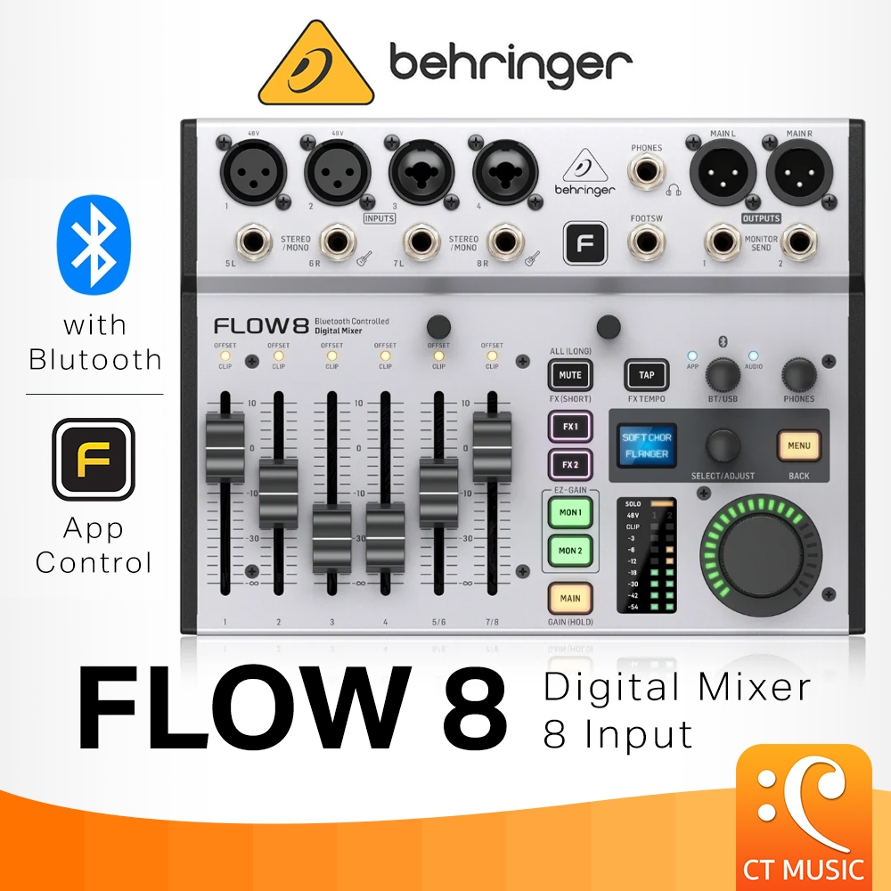 [ใส่โค้ดลด 1000บ.][ส่งด่วนทันที] Behringer Flow 8 Digital Mixer with Bluetooth Audio and App Control