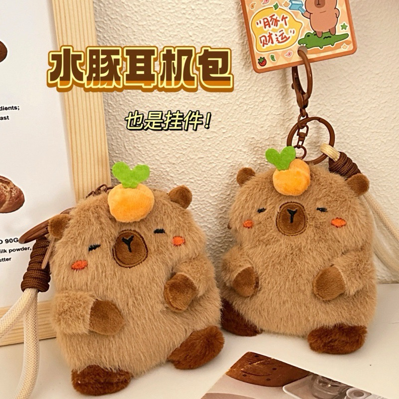 พร้อมส่ง🪵 กระเป๋า ใส่เหรียญ ใส่ของจุกจิก พวงกุญแจ หมามะพร้าว คาปิบาร่า สินค้าน่ารัก