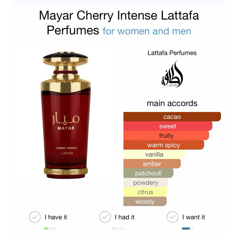 Mayar Cherry Intense Lattafa Perfumes for women and menแบบแบ่ง10มล