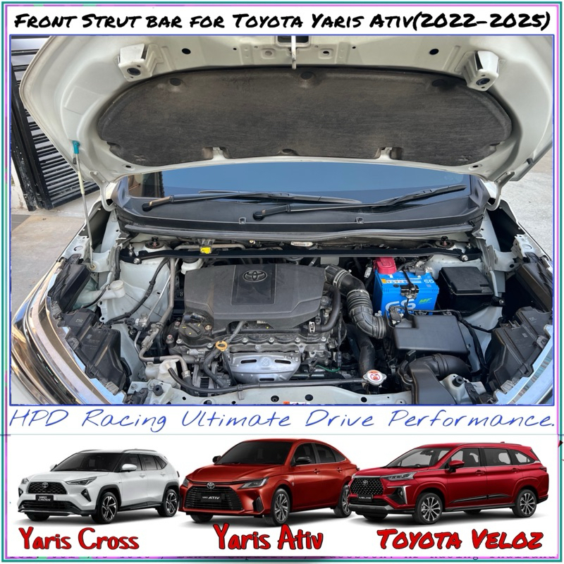 (สีดำ)ค้ำโช๊คหน้า Toyota Yaris Cross/Yaris Ativ/ Toyota Veloz HPD Racing แท้ 100%  รับประกัน 2ปี