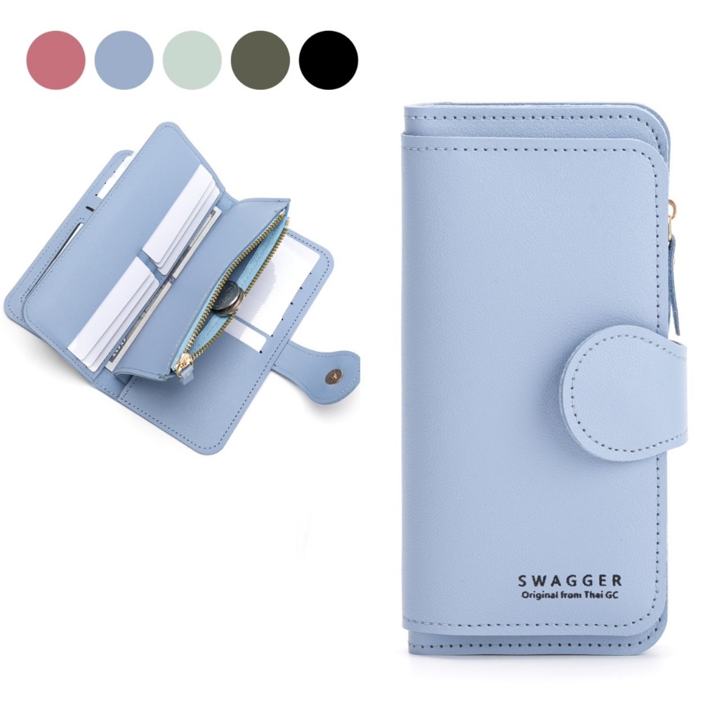 กระเป๋าสตางค์ใบยาว ช่องบัตรเยอะ ความจุสูง SWAGGER ทนทาน ดีไซน์สวยมาก ฮิต(GC-009)