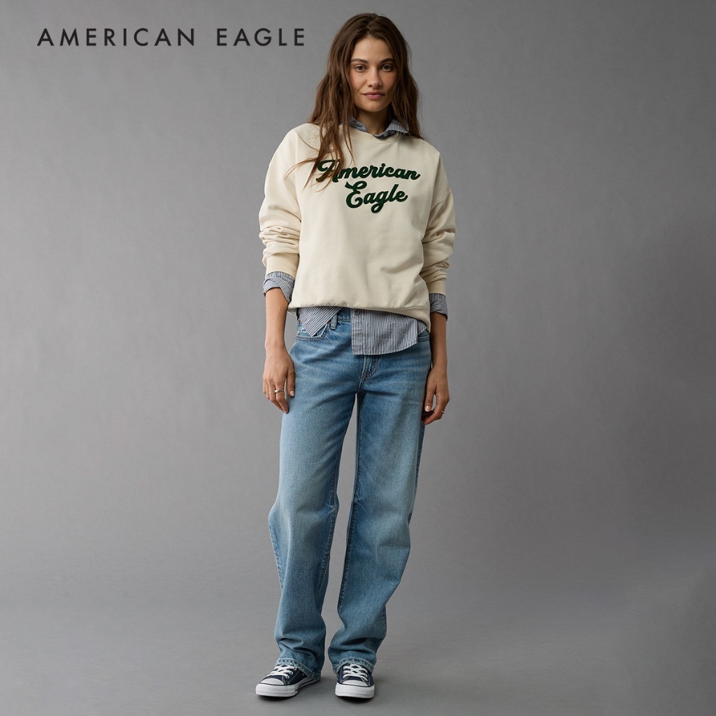 American Eagle Logo Graphic Relaxed Crew Neck Sweatshirt เสื้อ สเวตเชิ้ต ผู้หญิง รีแลกซ์ คอกลม (EWSH 045-2418-106)