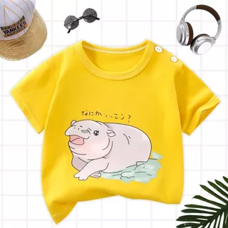 เสื้อยืดแขนสั้นเด็กสกรีนลายหมูเด้ง ผ้าฝ้ายผสมโพลีเอสเตอร์ เนื้อผ้านุ่ม สวมใส่สบาย เหมาะกับหน้าร้อน ** พร้อมส่งในไทย **