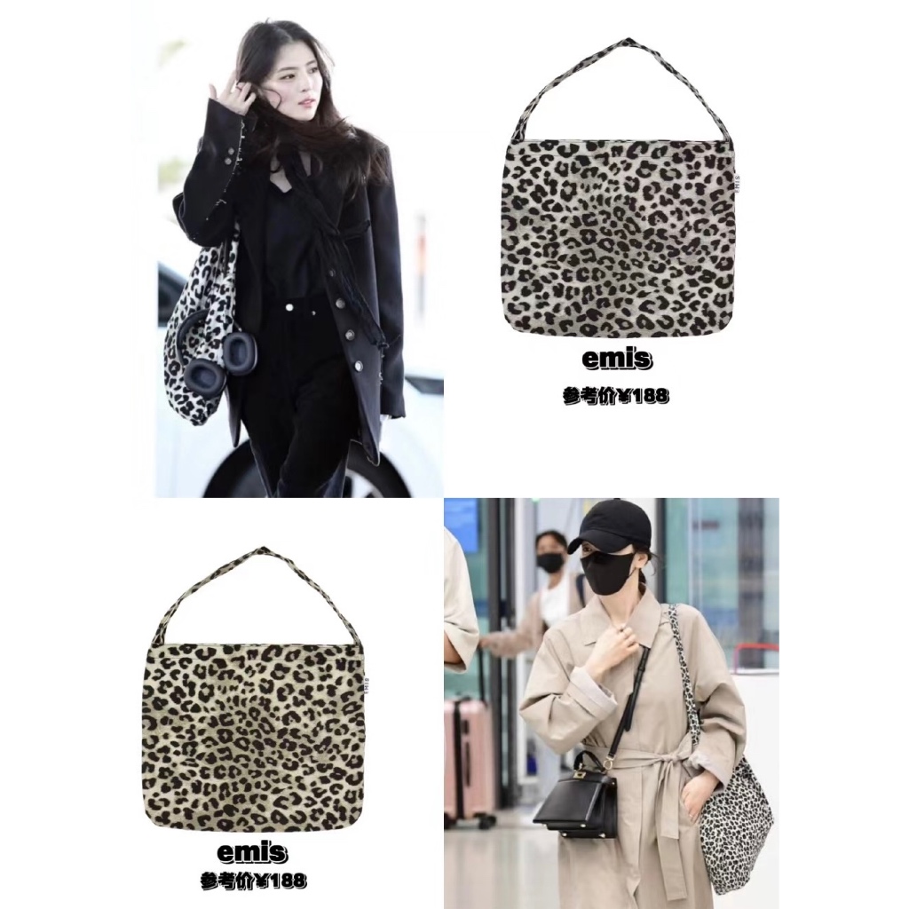 กระเป๋า Emis Leopard Corduroy Eco Bag ของแท้จากช็อปเกาหลี✔️ สินค้าพรีออเดอร์ กระเป๋าเกาหลี