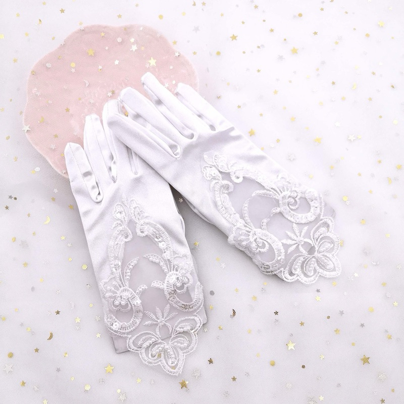 ถุงมือเด็ก ถุงมือปักผ้าลูกไม้เด็ก ถุงมือออกงานเด็ก พร้อมส่งจากไทย ราคา ถูกที่สุด ดีลบีเคเค แกลเลอรีภาพที่ 4