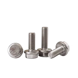 สกสกรูจานจักร หัวหกเลี่ยม สแตนเลส เกลียวมิลตลอด M6 Serrated Hex Flange Screws Stainless Steel 304.