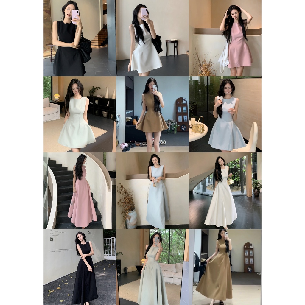 🌻Grace🌻 เดรสสั้น เรียบง่าย ละเอียดอ่อน แขนกุด ทรงสลิมฟิต รุ่นอลิน 99013/99012