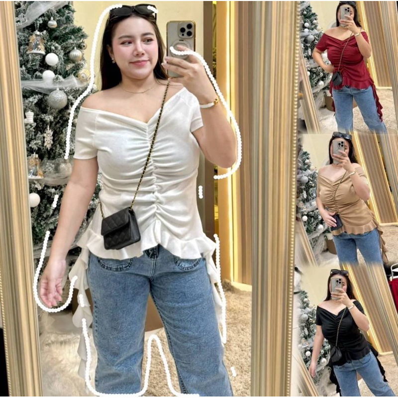 ✅ถูกที่สุด กำลังฮิต อก38-46 เสื้อสาวอวบแต่งชายแมงกะพรุนพริ้ว พรางหุ่นได้ดี A75