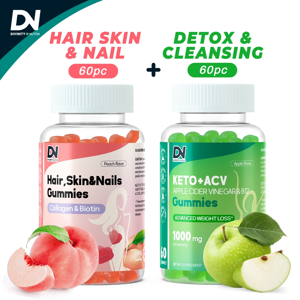 [DN] คอลลาเจน ไบโอติน กัมมี่ กัมมี่เพื่อความงาม + Apple Cider Vinegar Gummies ACV 1000mg ดีท็อกซ์ แล