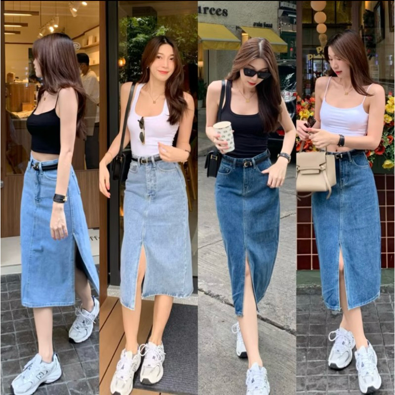 กระโปรงยีนส์ Cute Skirt  ( Feel Free ) เอวสูง ทรงสวย