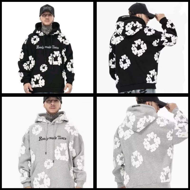 เสื้อฮู้ดลายดอกผ้าหนาใส่ได้ทั้งชายและหญิง เสื้อกันหนาวกันแดดกันลมได้ สินค้าพร้อมส่งในไทย