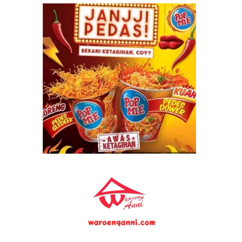 Indonesia Pop Mie Goreng Pedas Gledek & Kuah Pedas Dower / Spicy Fried & Soup Noodles 75 gram