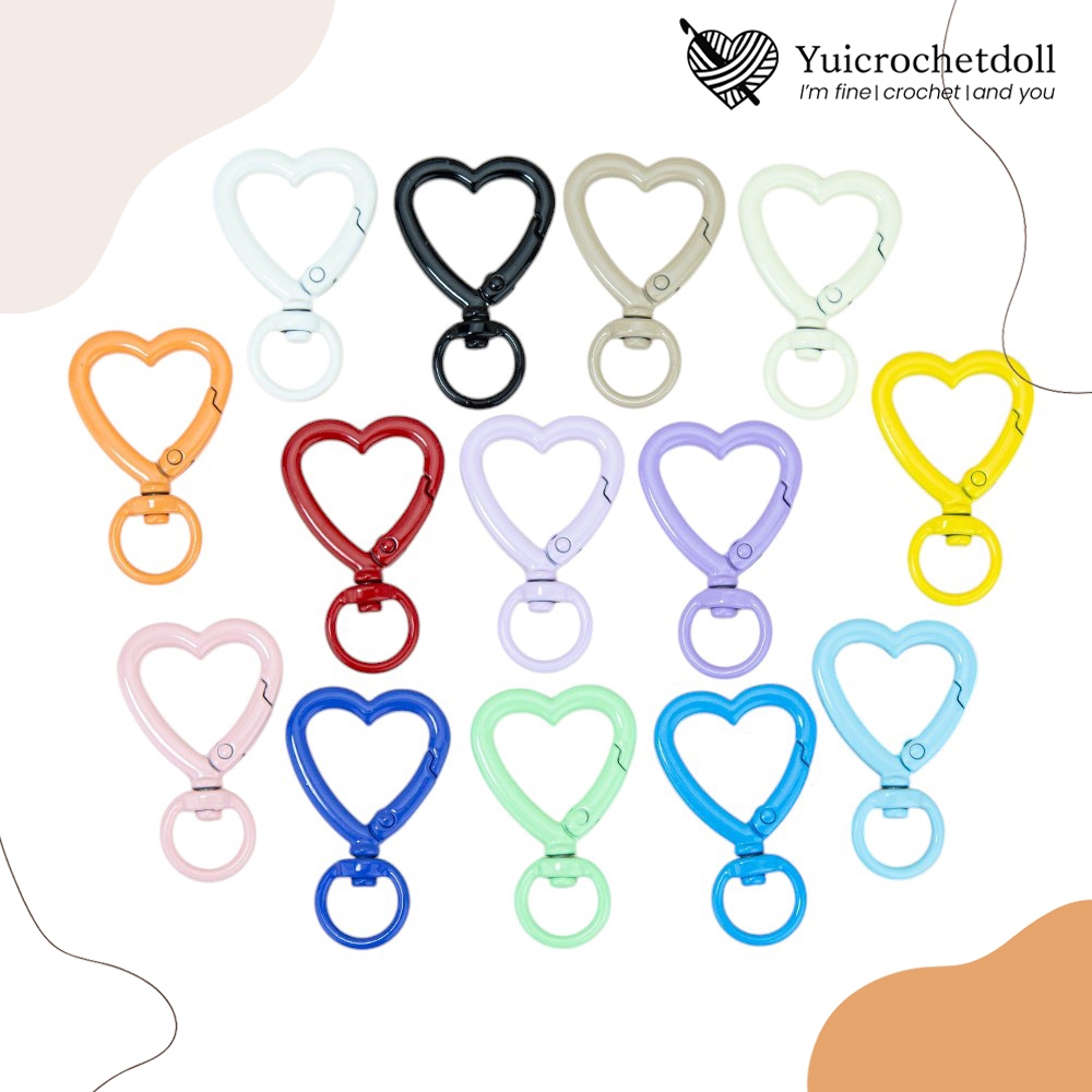 [ส่งจากไทย] MT98 ตะขอพวงกุญแจห่วงล็อคแบบสปริง ทรงหัวใจ ขนาด 26 มิล พร้อมห่วงหมุนได้ อะไหล่พวงกุญแจ Art Toy DIY Craft╭♥