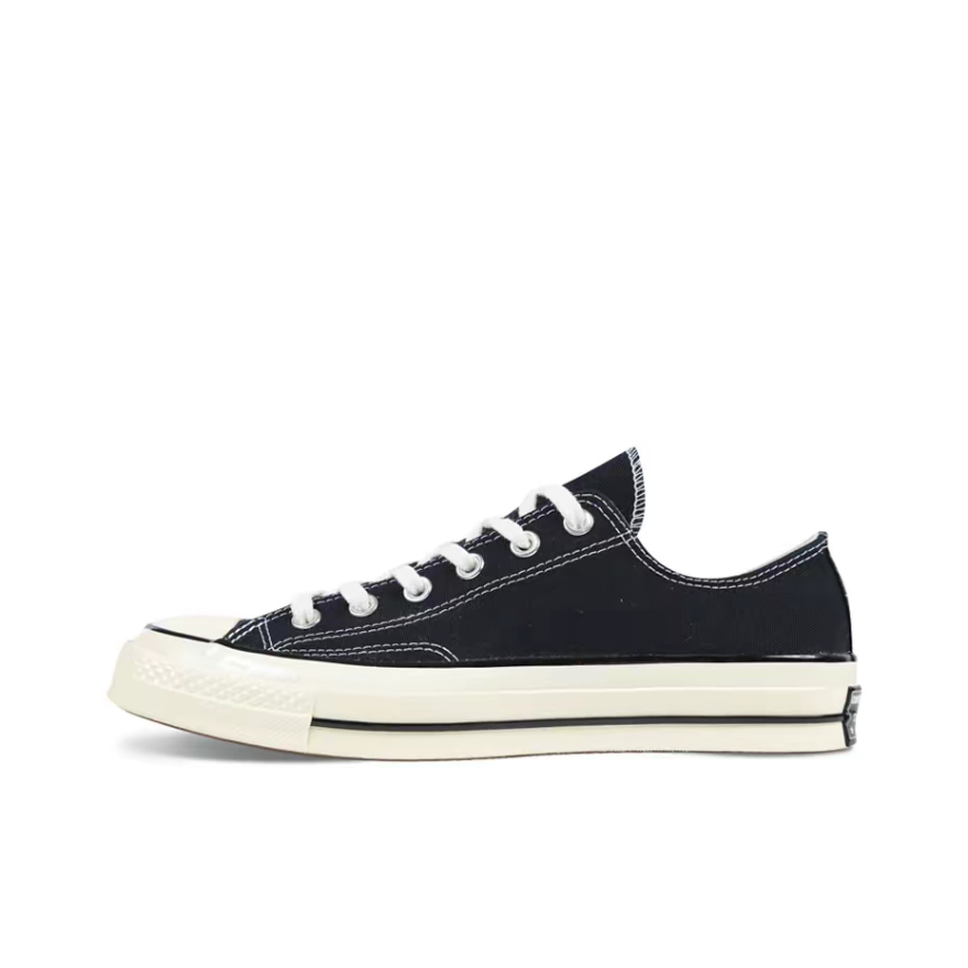 【100%Original】Converse 1970s Chuck Taylor Ctas 70 Carbon Black White Low Top Women&Men Sneakers 144757C
