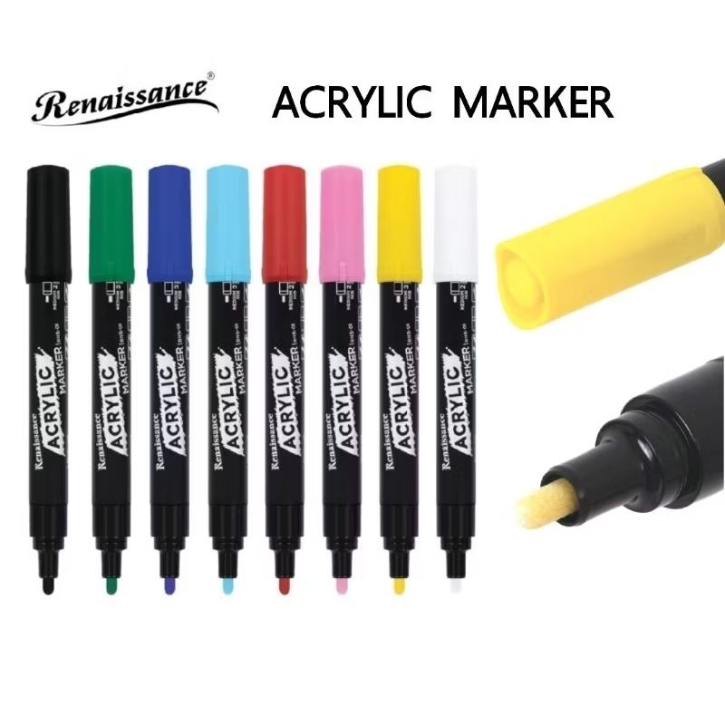 Renaissance ปากกามาร์คเกอร์ อะคริลิค Acrylic Marker ขนาด 2.0 มม. หมึกแห้งเร็ว กันน้ำ (ราคาต่อ 1 ด้าม)