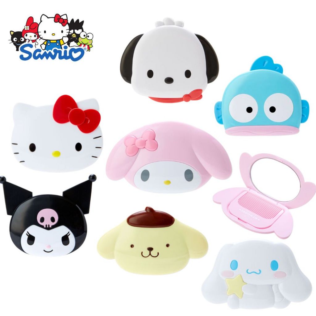 กระจกส่องหน้าพร้อมหวีเล็ก แบบพกพา ตัวละครจากSanrio Original ของแท้ %