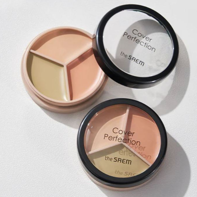 (พร้อมส่งหลายสี/ของแท้) The Saem Cover Perfection Triple Pot Concealer 4.5g คอลซีลเลอร์ 3 หลุม