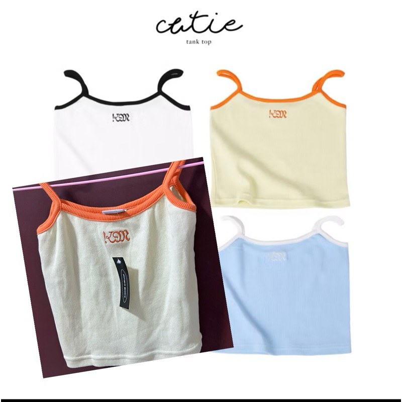 เสื้อครอป สายเดี่ยว เหลือง Kome.girls ยังไม่เคยใส่ cute tank top
