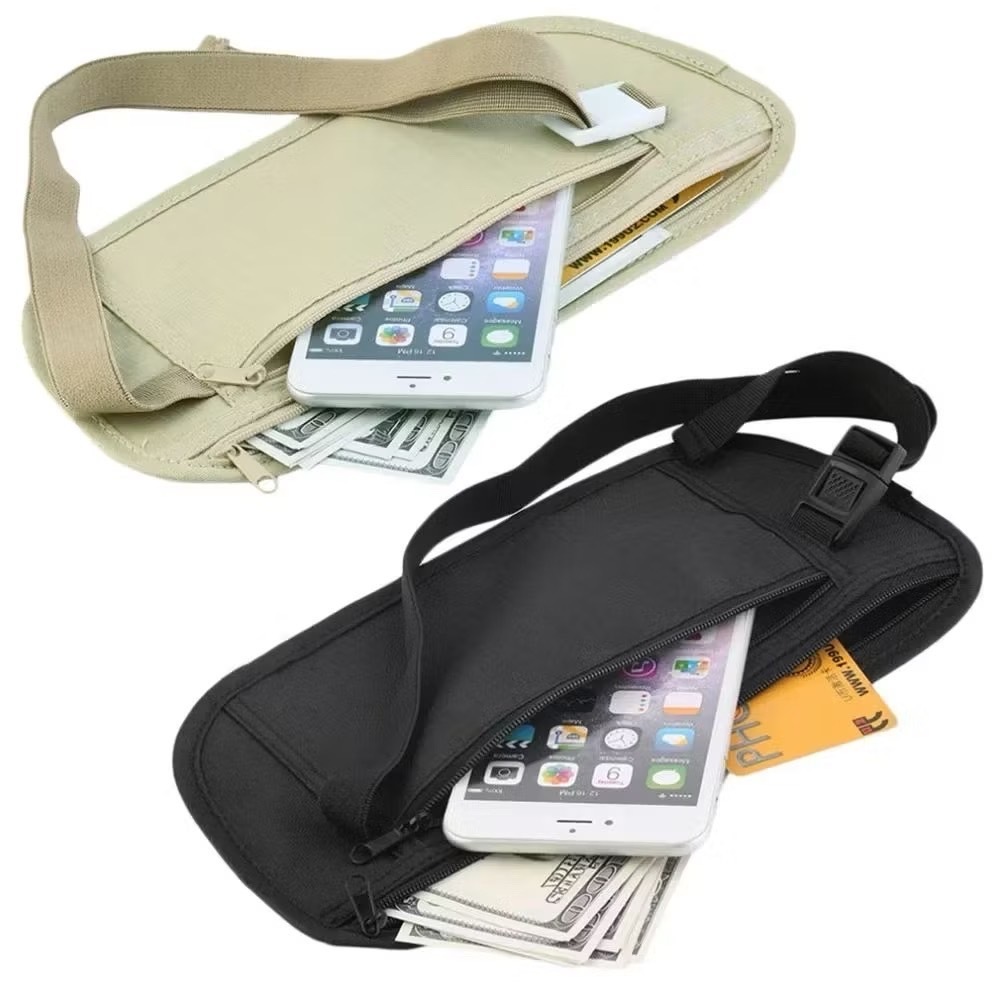 พร้อมส่ง กระเป๋าคาดเอว กระเป๋าซ่อนเงิน  ตัวล็อคสีขาว ส่งจากกรุงเทพใส่ passportได้ มีดำ กากี