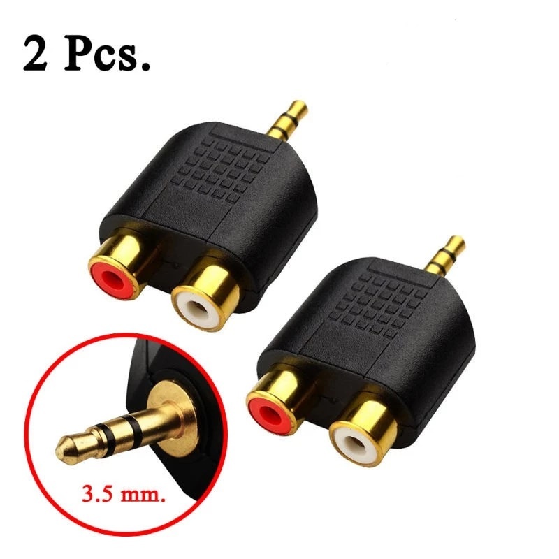 JACK 3.5mm to dual 2 RCA Adapter อะแดปเตอร์ rca to 3.5 (2Piece/Pack)