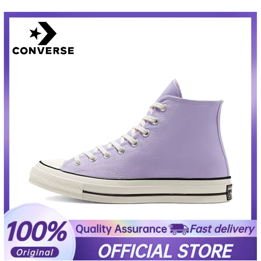【100%Original】Converse 70 Chuck Taylor All Star Fragrant Taro รองเท้าผ้าใบแบบสูงสีม่วงสำหรับผู้หญิงและผู้ชาย 167862C