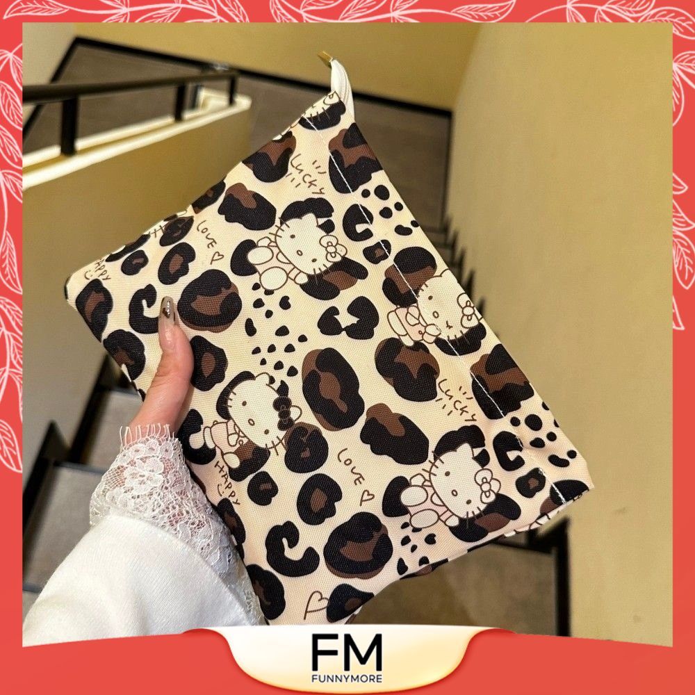 【 มาถึงภายใน 3 วัน】กระเป๋าเครื่องสำอางลายเสือดาว กระเป๋าเก็บของอเนกประสงค์สำหรับเด็กผู้หญิง แฟชั่น