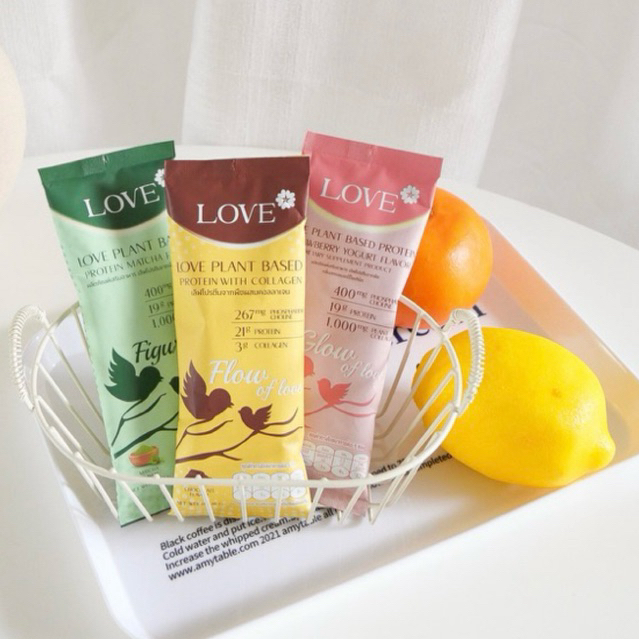 Love Plant Based Protein เลิฟ โปรตีนพืชผสมคอลลาเจน โปรตีนเพิ่มน้ำนม สูตรแพทย์ (เซ็ตทดลอง 3 ซอง)