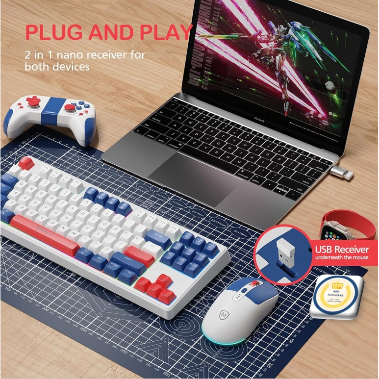Micropack Keyboard Mouse Combo Wireless - 2.4G Rechargeable with USB & Type-C สกรีนไทย / อังกฤษ รุ่น