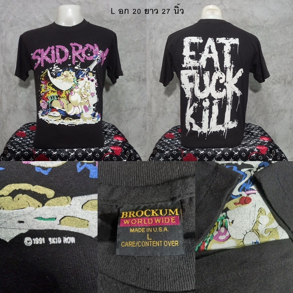 SKID ROW เสื้อวงสกรีนหน้า-หลังเต็ม งานแท้ size L