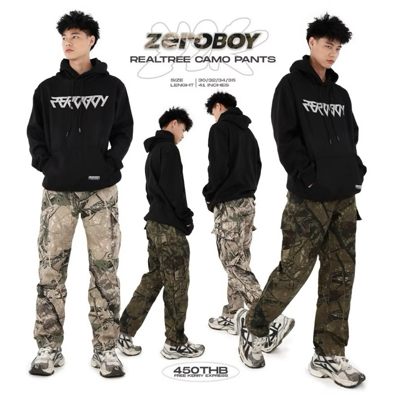 ZEROBOY - Realtree Camo Pants " กางเกงขายาวคาร์โก้ลายพราง Style Vintage Y2K "