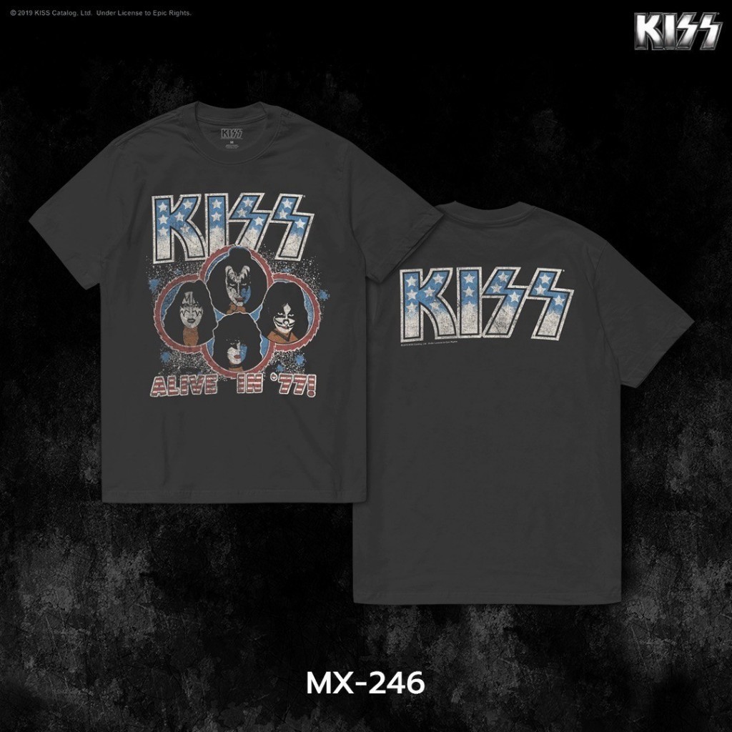 เสื้อยืดแฟชั่นวินเทจ วง KISS แขนสั้น ลิขสิทธิ์แท้ เสื้อวงดนตรีร๊อค ชาย หญิง ขนาด M-XXL (MX-246)
