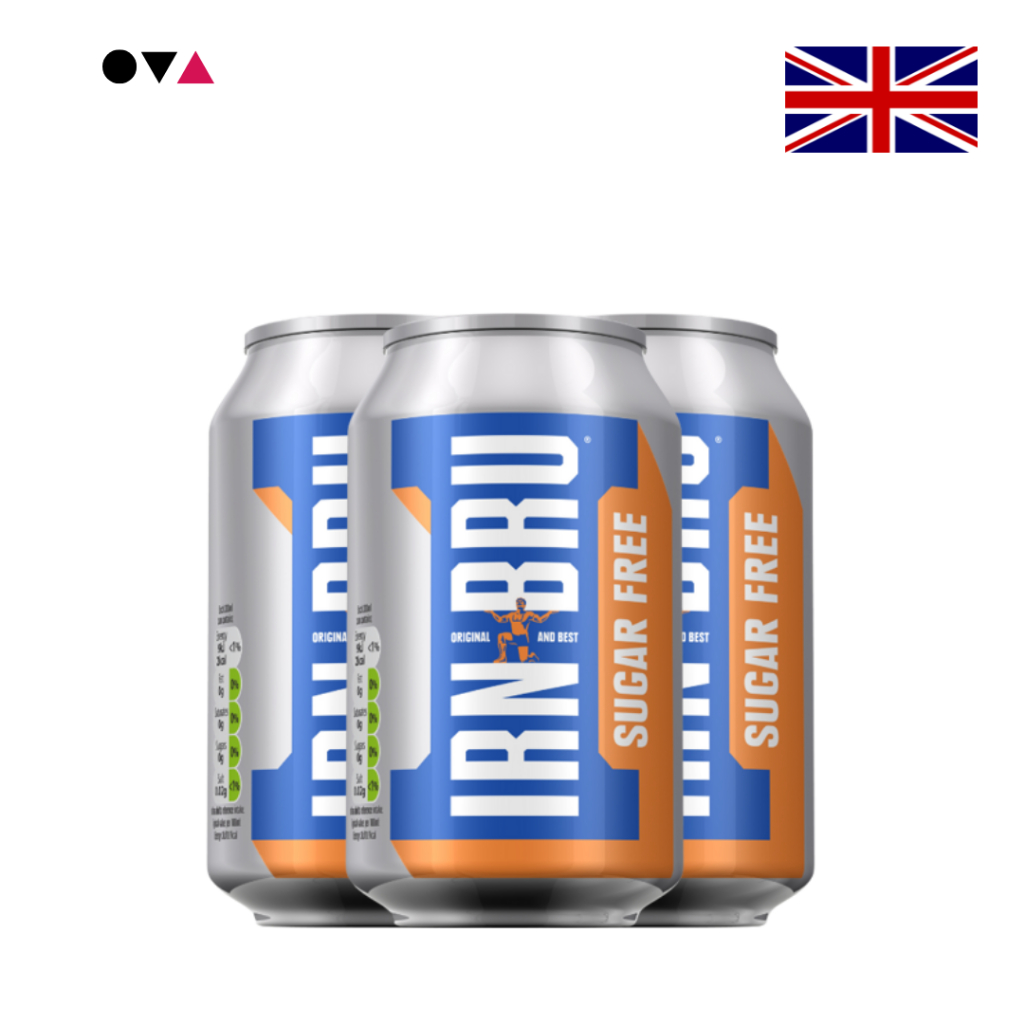 Barr Irn Bru Sugar Free Soda 330mlx3ชิ้น รสชาติเอกลักษณ์แบบสก็อตแลนด์ ไม่มีน้ำตาล